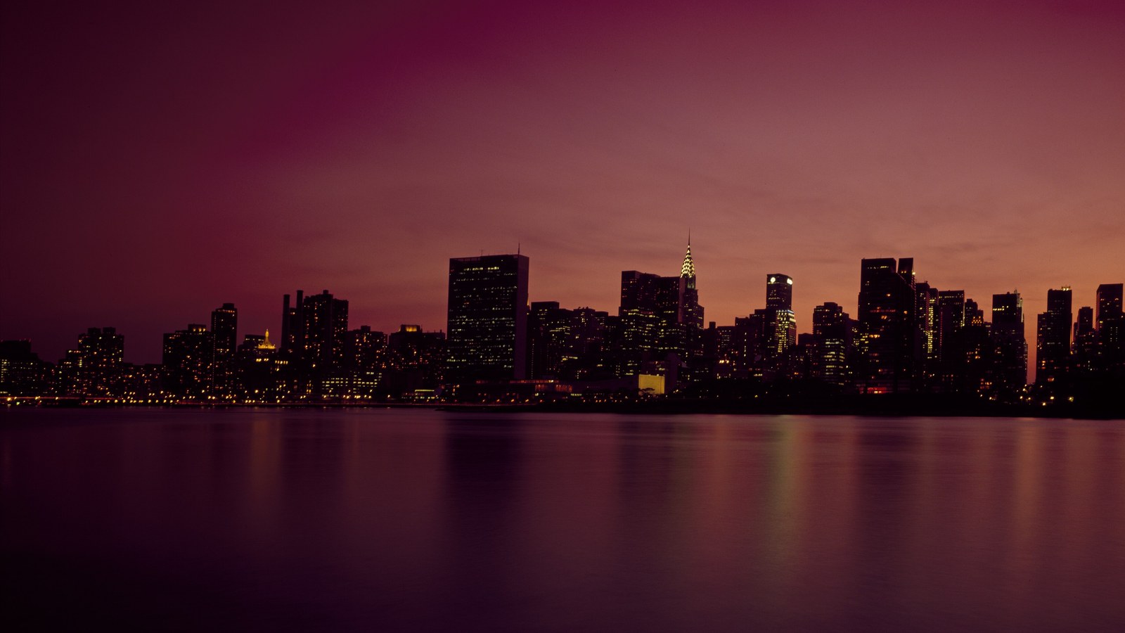 Manhattan skyline at dusk